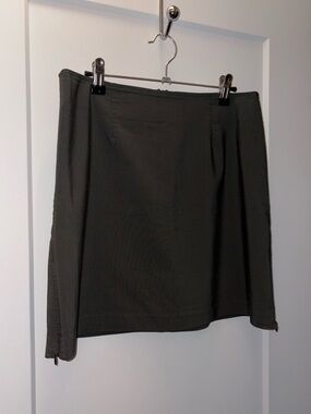 Classic Olive Mini Skirt with Side Zips